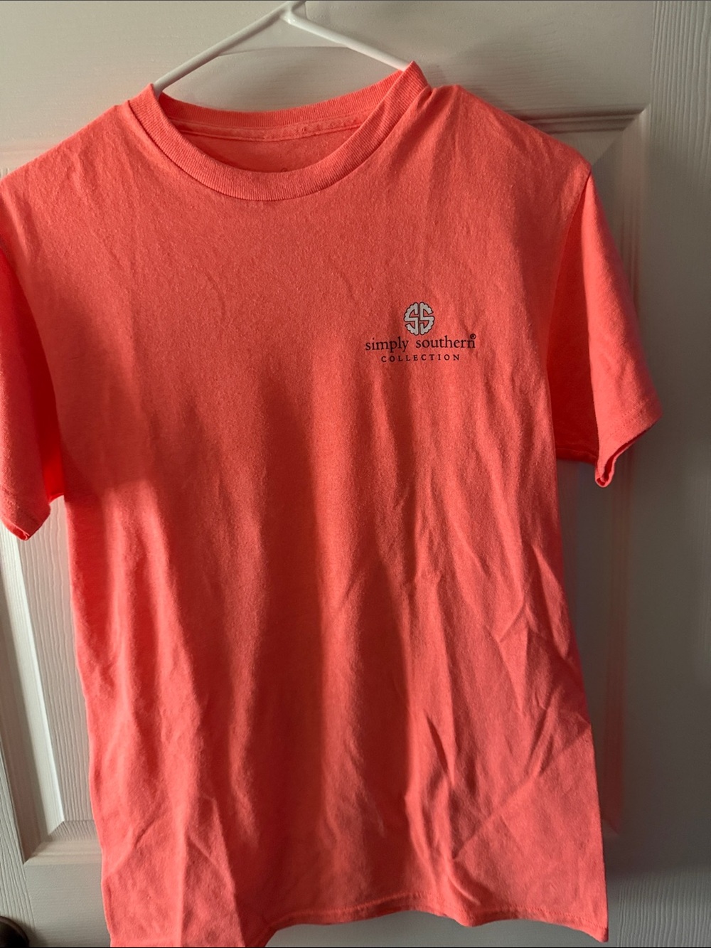 Simply Southern Coral Short Sleeve Tee with Small Chest Logo